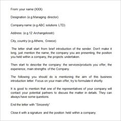 business introduction letter to new client jobs pinterest sample business introduction letters