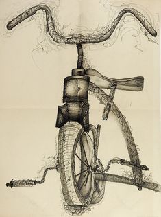 tricycle pencil ink drawing