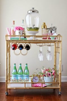Diy Gold Bar Cart Carts And Ikea Hack 10 Beautifully Styled Bar Carts Worth Throwing A Party For