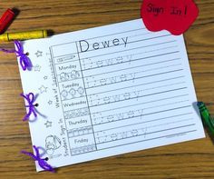 student sign in sheets editable kindergartenklub com pinterest