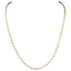 Solid 14K Véritable Or Jaune Flat Mariner Blanc Pave Chaîne Collier Pendentif