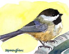 Gift for bird lovers Chickadee in summer wood ACEO Limited Edition Bird art