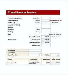 travel invoice template