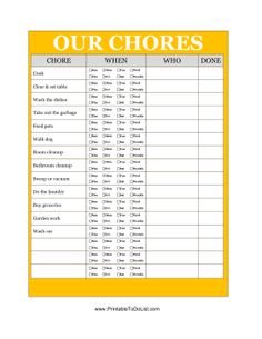 roommate chore chart excel