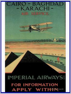 Mounted and Matted Aircraft Airplane 1927 British Air Express Original Vintage Print Available Framed