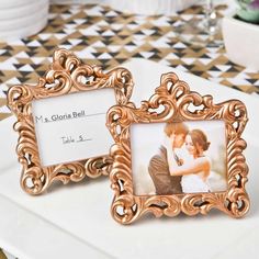 100 Baroque Pearl Silver Photo PlaceCard Frame Wedding Bridal Shower Party Favor
