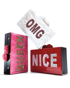 Sparkly White with Sparkly /"OMG/" BARI LYNN BOX CLUTCH