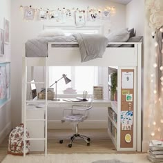 Sleep + Study® Loft #pbteen Small Room Design, Small Room Bedroom, Bedroom Loft, Girls Loft Bed, Teen Bedroom Decor, Bedroom Diy