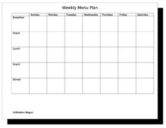 blank weekly menu planner template menu planning pinterest weekly menu plan template