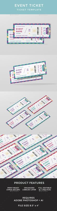 Multipurpose Event Ticket Ticket template, Event ticket and Template - event tickets template Multipurpose Event Ticket Ticket template, Event ticket and Template - event tickets template
