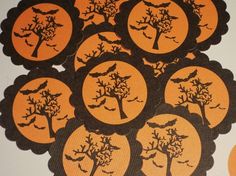 halloween orange creepy tree with bats scallop tags stickers envelope seals invitation embellishment - Restoration Hardware Halloween halloween orange creepy tree with bats scallop tags stickers envelope seals invitation embellishment - Restoration Hardware Halloween