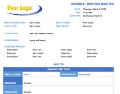 minutes of the meeting template word