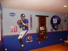 N Y Giants Theme Room Painting The Hubby S Man Cave These N Y Giants Theme Room This E Was A Boring And Dull Living Me The Wifey Converted It Into Sti