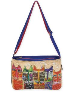 Laurel Burch Whiskered Cats Orange Black White Zig Zag Crossbody Handbag New