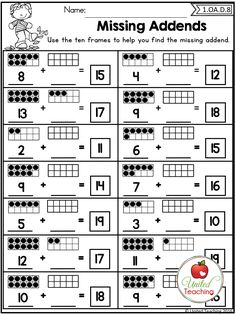Autumn 1st Grade No Prep Math Worksheets