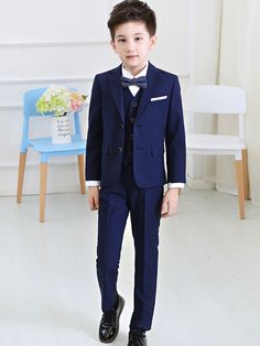 stylish party wear Blue cute boys baptism bow tie all colors,full suit kids jacket Custom made couture tuxedo, Boys smart suit