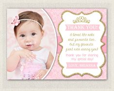 1st birthday thank you cards