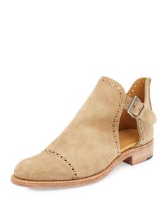 The Office Of Angela Scott Miss Madeline Stamped Leather Oxford Boot Suede Cutout Desert Boot Sandy