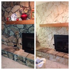 How to: Painting the stone fireplace white | Big Stone fireplaces and Stone