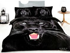 3d panther printed cotton 4-piece black bedding sets/duvet covers 3d panther printed cotton 4-piece black bedding sets/duvet covers