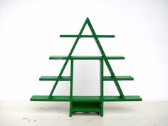 Vintage Green Christmas Tree Wood Display Shelf Vintage Green Christmas Tree Wood Display Shelf
