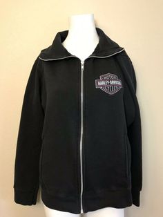 Deadwood Harley-Davidson® Men/'s Old Hat Black Charcoal Zip-Up Hoodie Sweatshirt