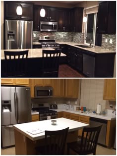 upgraded kitchen espresso dark stained cabinets added hardware glass mosaic backsplash granite - Dark Kitchen Cabinet Ideas upgraded kitchen espresso dark stained cabinets added hardware glass mosaic backsplash granite - Dark Kitchen Cabinet Ideas
