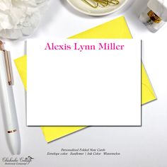 Elegant Personalized Note Cards Set of 12 Cards with White Envelopes