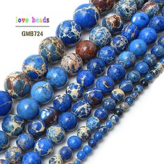 Natural Loose Blue Striped Agate Round Gemstone Spacer Beads Stone Selcet Size
