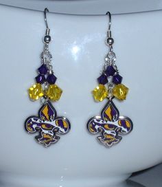 34 Best Lsu Jewelry Images On Pinterest Jewels And Tigers Lsu Earrings Eye Of The Tiger Bling Purple And Gold Crystal Fleur De Lis Dangle Tigers Accessory College Fanwear