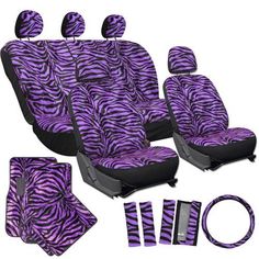 2 Blue and black zebra seat covers with a black center for a 2012 Nissan Sentra Side airbag friendly.