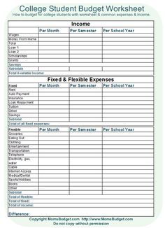 budget sheet for college students koni polycode co