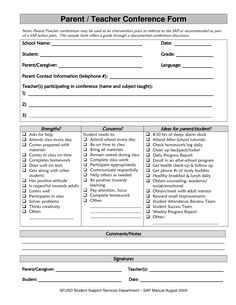 printable parent teacher conference forms