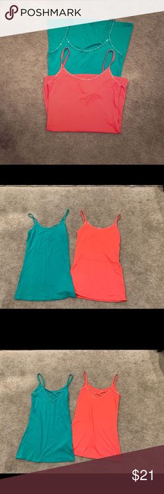 Catherines Rhinestone Tank Top Sleeveless Cotton Blend TEAL Plus Petite New NWOT