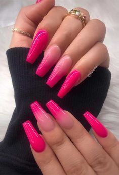 Hot pink ombre nails deals