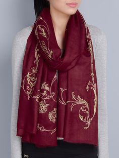 Exotic India Stole from Srinagar with Ari Hand-Embroide
