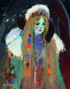 Dream-art Oil painting Self-appreciation before sleeping nice young woman canvas