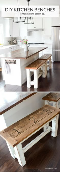 How to make a #DIY kitchen bench #homedecorideas Diy Kitchen Bench, Kitchen Island Bench, Diy Bench, Kitchen Paint, Kitchen Redo, New Kitchen, Kitchen Remodel, Kitchen Storage, Kitchen Ideas