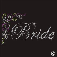 BRIDE iron on transfer white Rhinestone Crystal Wedding motif T shirt