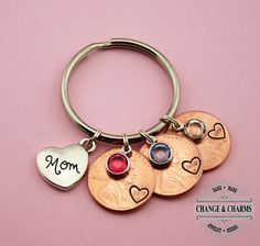 Mom EST 2015 Leather Key Chain Great Gift for Motherss Day Birthday or for Mom Grandma Wife