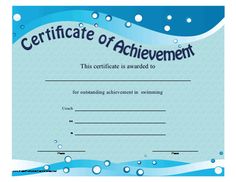 swim certificate template