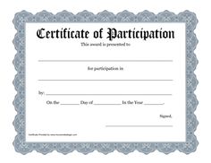 blank certificate of participation
