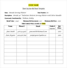 Free Bid Sheet Template Cool Best Silent Auction Bed Sheet I Have Found On The Net.its . Free Bid Sheet Template Simple Best Silent Auction Bed Sheet I Have Found On The Net.its .