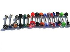 WHOLESALE MIXED LOT 6 x 16MM FLEXIBLE GLOW IN DARK TONGUE BARS 6 COLOURS
