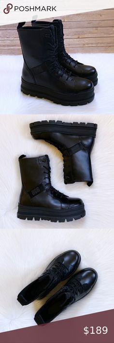 UGG Sheena Platform Combat Lace-Up Boots in 2021 | White leather boots, Brown leather riding