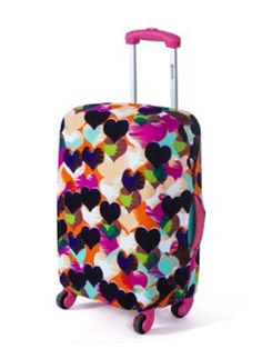 Cute 3D Pink Geometric Pattern Luggage Protector Travel Luggage Cover Trolley Case Protective Cover Fits 18-32 Inch