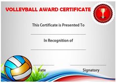 19 Best Volleyball Certificates Free Printables Images Award Volleyball Certificate Sample