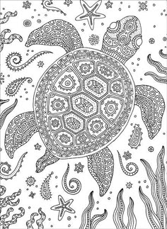 A Floating Turtle. Coloring Page Turtles, Hand-drawn For Relaxation And Stress  Relief. Coloring Book For Adults With Doodles, Design Elements. Royalty  Free SVG, Cliparts, Vectors, and Stock Illustration. Image 184175822.