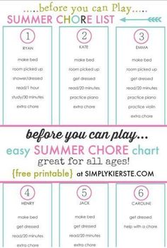 chores chart for kids
