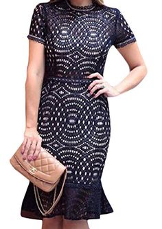 Abetteric Womens Perspective Plus Size Lace Stitch Jumpsuit Party Dress